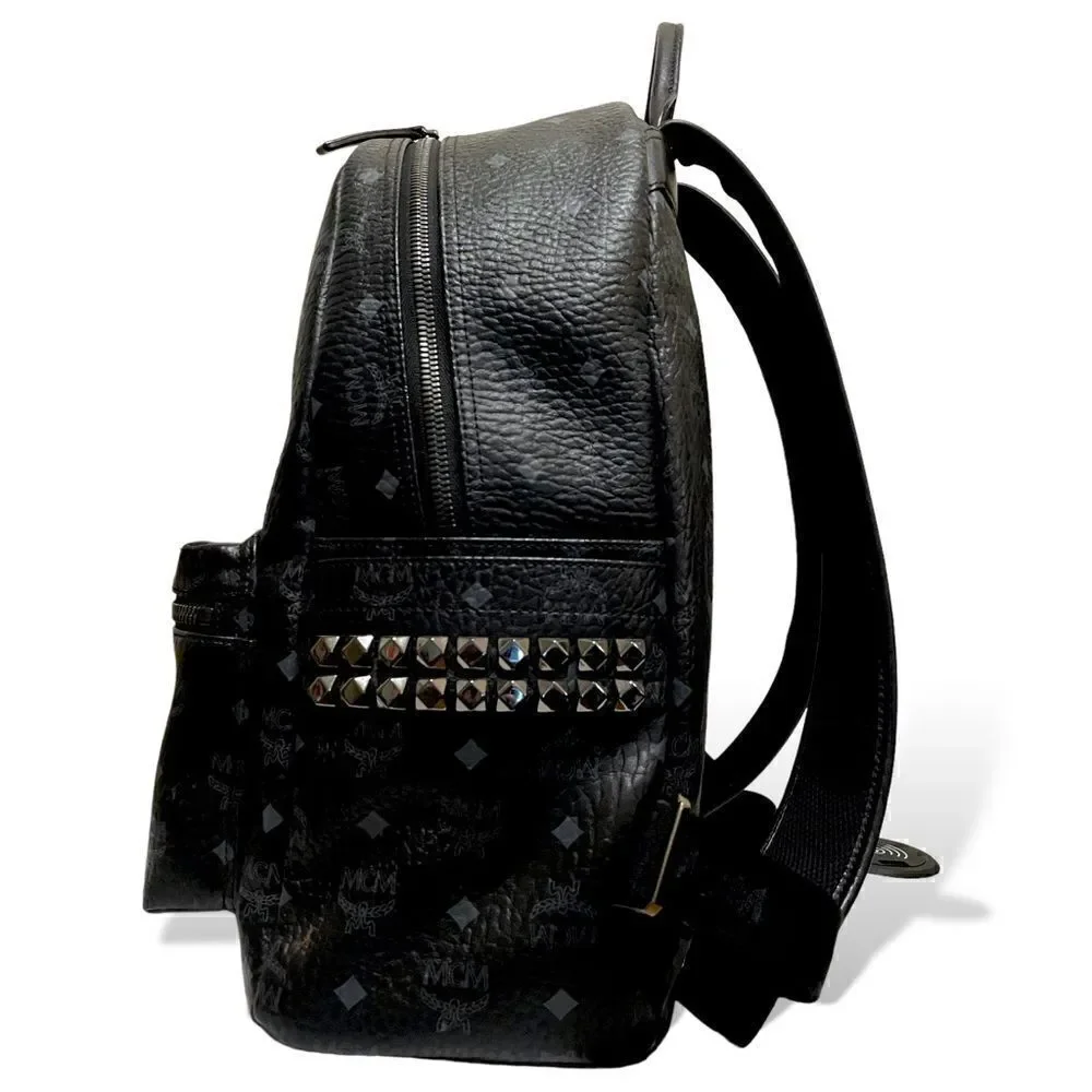 MCM Blk/Gry Monogram Stark Side Studs Backpack in Visetos |Size: 42.5cm|
